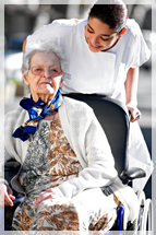 caregiver and elderly woman